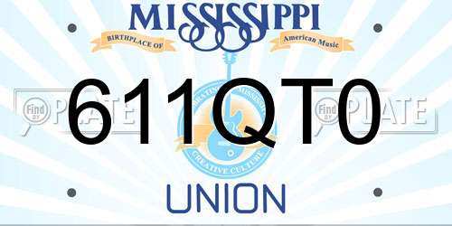611QT0 Mississippi License Plate