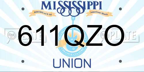 611QZO Mississippi License Plate