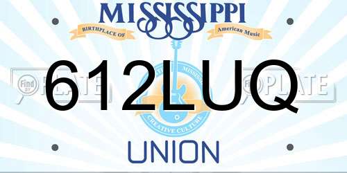612LUQ Mississippi License Plate