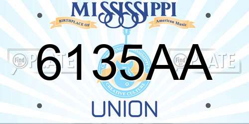 6135AA Mississippi License Plate