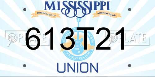 613T21 Mississippi License Plate