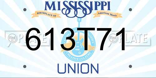613T71 Mississippi License Plate