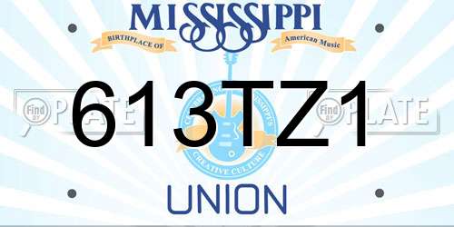 613TZ1 Mississippi License Plate