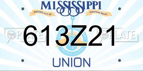 613Z21 Mississippi License Plate
