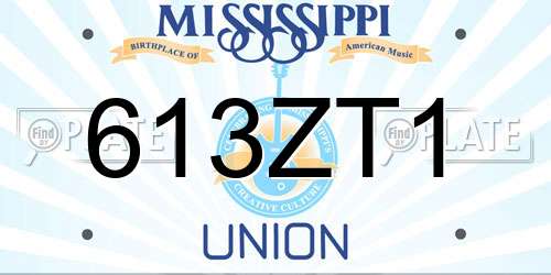 613ZT1 Mississippi License Plate