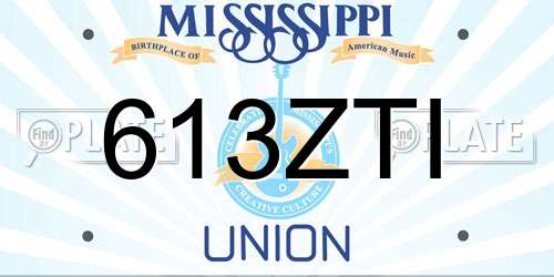 613ZTI Mississippi License Plate