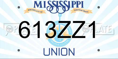 613ZZ1 Mississippi License Plate