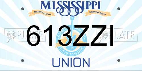 613ZZI Mississippi License Plate