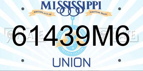 61439M6 Mississippi License Plate