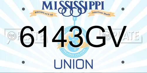 6143GV Mississippi License Plate