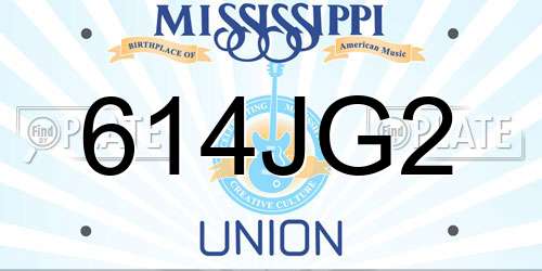 614JG2 Mississippi License Plate