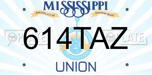 614TAZ Mississippi License Plate