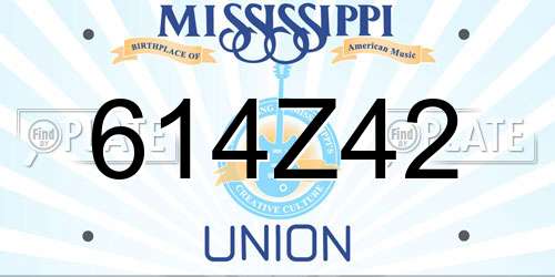 614Z42 Mississippi License Plate