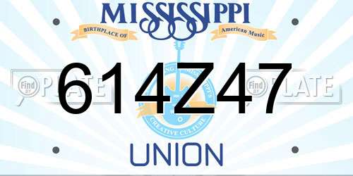 614Z47 Mississippi License Plate