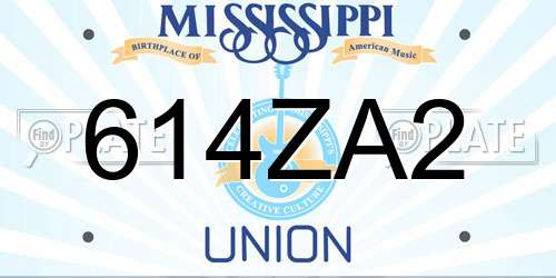 614ZA2 Mississippi License Plate