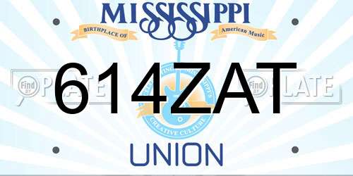 614ZAT Mississippi License Plate