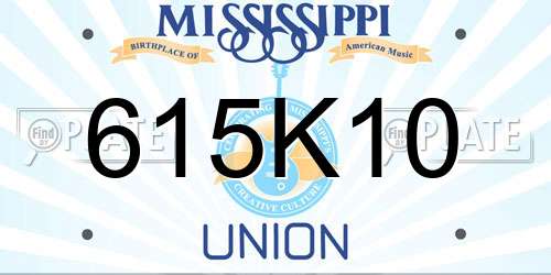 615K10 Mississippi License Plate