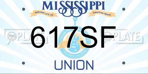 617SF Mississippi License Plate