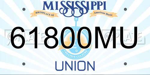 61800MU Mississippi License Plate