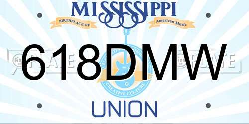 618DMW Mississippi License Plate