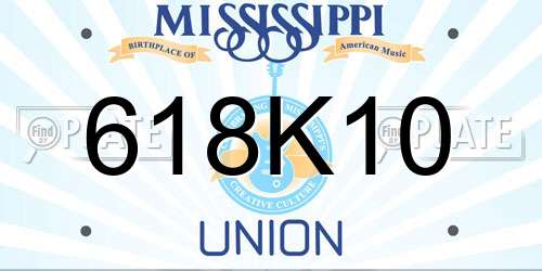 618K10 Mississippi License Plate