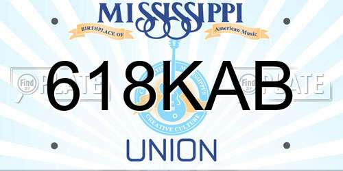 618KAB Mississippi License Plate
