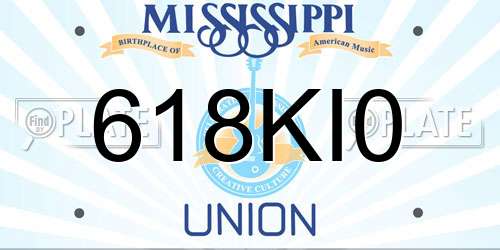 618KI0 Mississippi License Plate