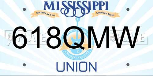 618QMW Mississippi License Plate