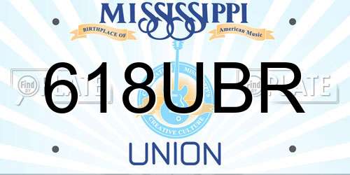 618UBR Mississippi License Plate