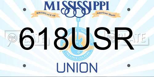 618USR Mississippi License Plate