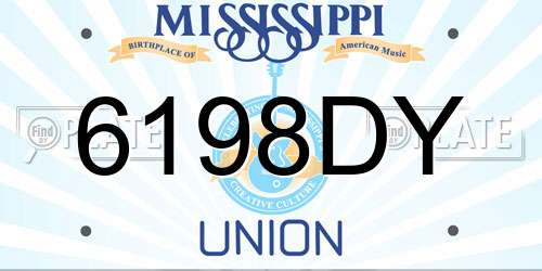 6198DY Mississippi License Plate
