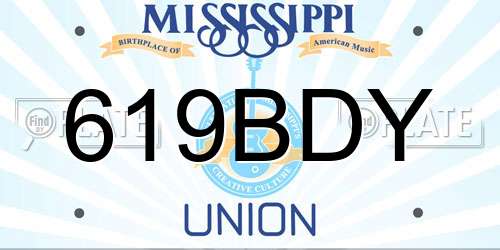 619BDY Mississippi License Plate