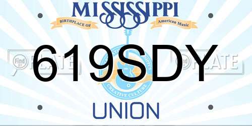619SDY Mississippi License Plate
