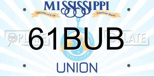 61BUB Mississippi License Plate