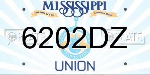 6202DZ Mississippi License Plate