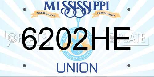 6202HE Mississippi License Plate