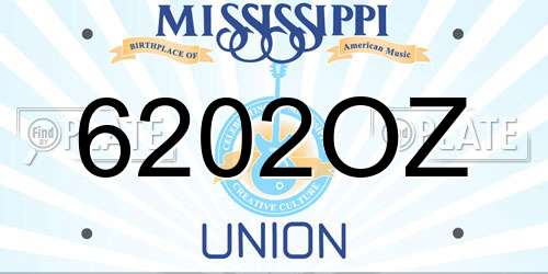6202OZ Mississippi License Plate
