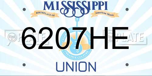 6207HE Mississippi License Plate