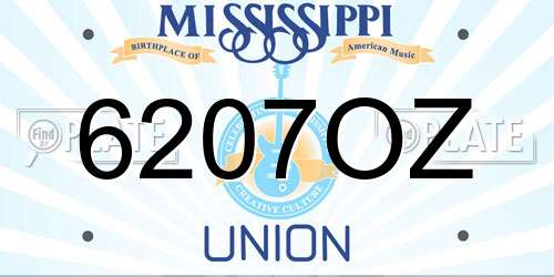 6207OZ Mississippi License Plate