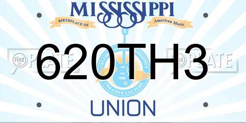 620TH3 Mississippi License Plate