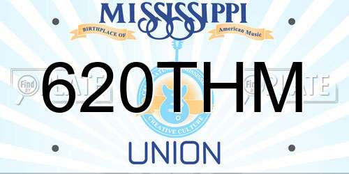 620THM Mississippi License Plate