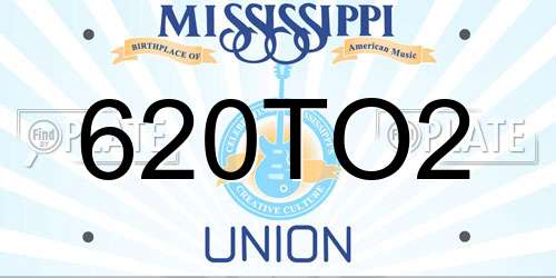 620TO2 Mississippi License Plate