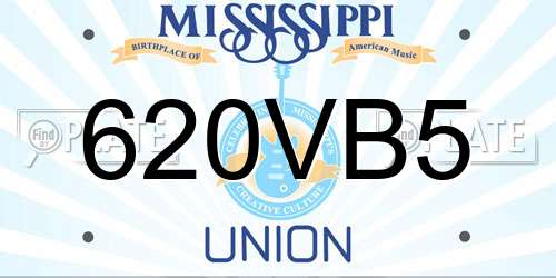 620VB5 Mississippi License Plate