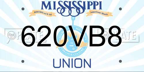620VB8 Mississippi License Plate