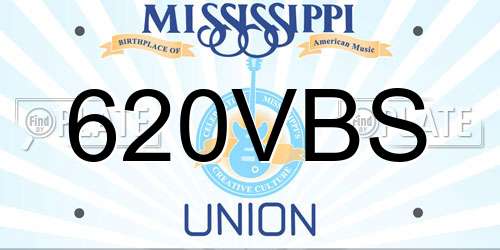 620VBS Mississippi License Plate