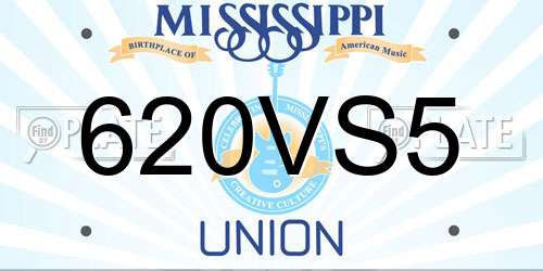 620VS5 Mississippi License Plate