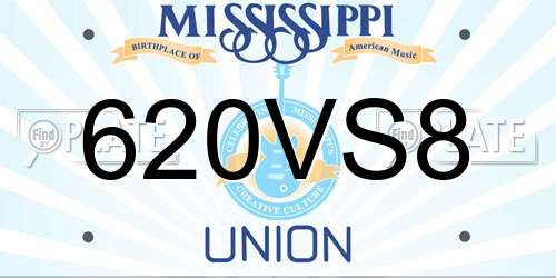 620VS8 Mississippi License Plate