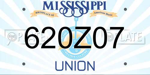 620Z07 Mississippi License Plate