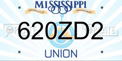 620ZD2 Mississippi License Plate
