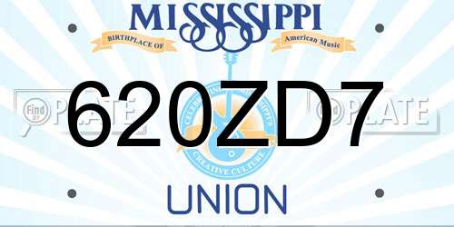 620ZD7 Mississippi License Plate